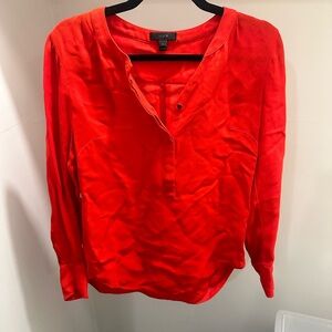 J. Crew 03534 Drapey Crepe Henley Tunic Blouse Top Red 2
